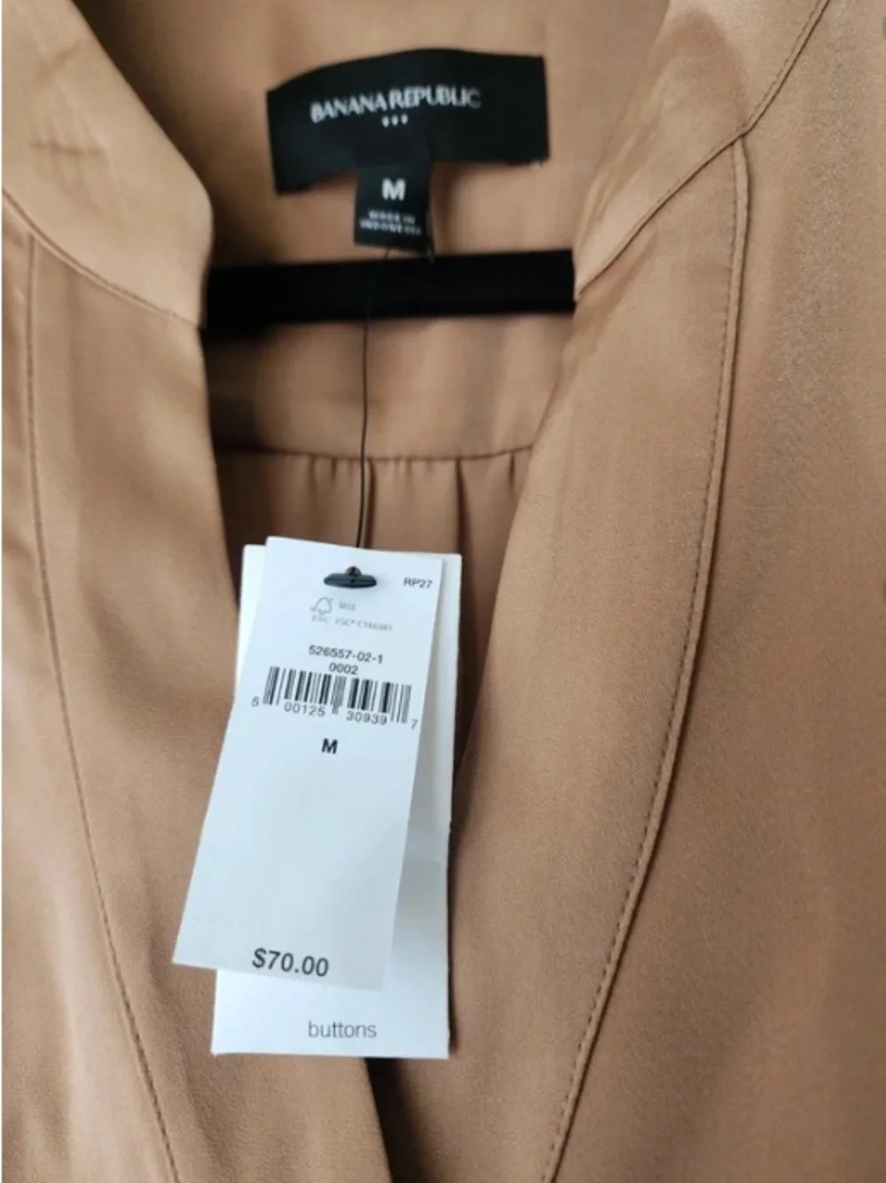 Banana Republic Tan V-Neck Long Sleeve Blouse